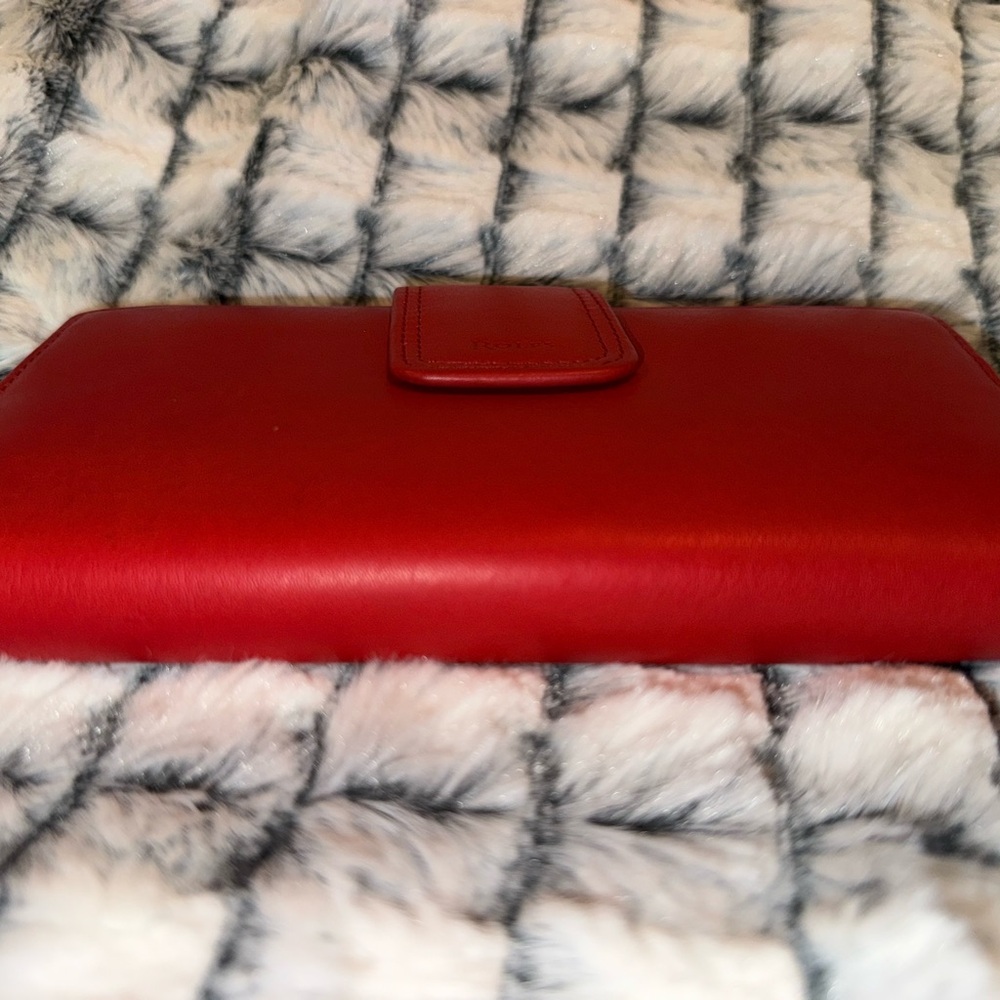 Rolf’s Red Leather Continental Compact Clutch Checkbook Kisslock Wallet NWT - Picture 7 of 8